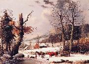 George Henry Durrie Gathering Wood for Winter oil painting on canvas